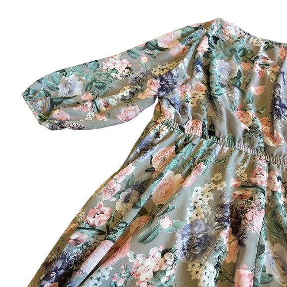 Torrid Tea Length Chiffon Front Tie Dress Floral Print Wedding Guest Size 2X - Picture 9 of 12